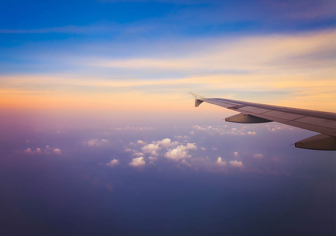 airplane at sunrise